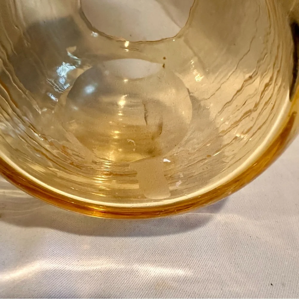 Vintage Light Golden Amber Yellow Murano Art Glass Vase Round Console Bowl